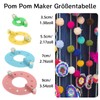 KkvoGmle 8 Piece Pompom Maker Set, 4 Sizes Fluff Ball