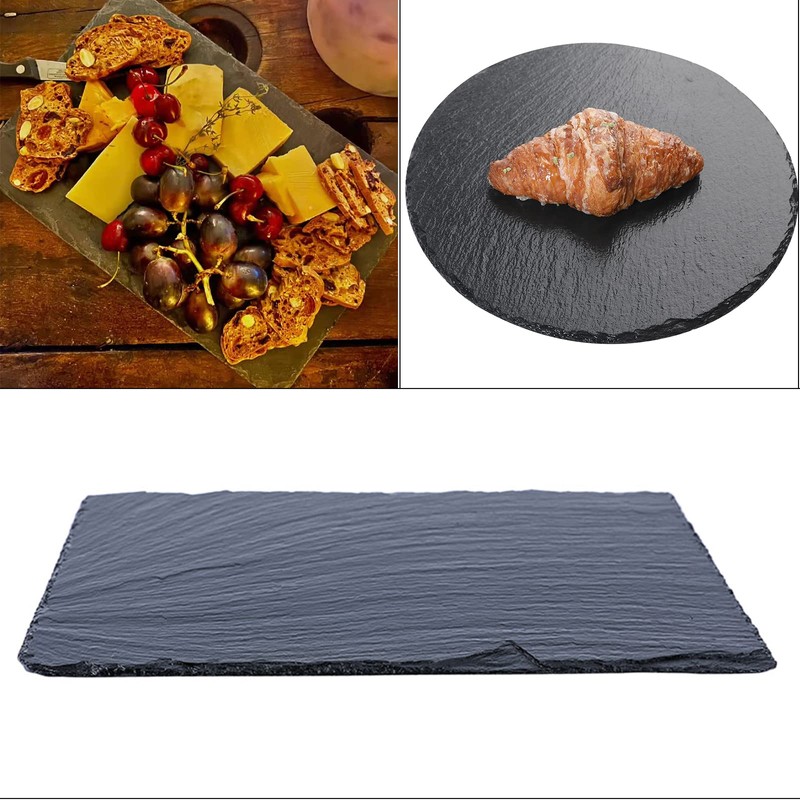 Tcrogsciss Round Slate Cheese Board 24 x 24 cm