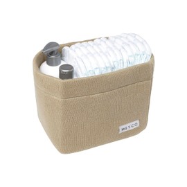 Meyco Baby Knit Basic Changing Table Basket (High Quality Materials, Made from 100% Cotton, Removable Inner Layer, Easy to Clean by Hand Wash, Size: 21 x 16 x 16 cm), Taupe
