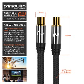 CSL - 5 m HDTV Antenna Cable with Braiding 8k 4k HDTV - Antenna Plug to Antenna Coupling - 135 dB 75 Ohm - DVB-T and DVB-T2 DVB-C DVB-S DVB-S2 Radio FM DAB