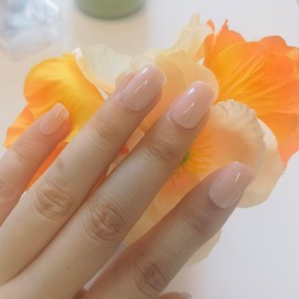 Press On Nails, Rounded Short - Square Press - On Nails for Women & Nude - brown Hue, Gel & Glue Included, 24 - Pcs Set with 12 Sizes