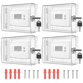 4 PCS Thermostat Lock Box with Key, Large Thermostat Cover with Lock for Thermostat on Wall, AC Control Lock Box Cover with Key, Air Conditioner Lockbox Fits Thermostats 5" H x 6" W or Smaller