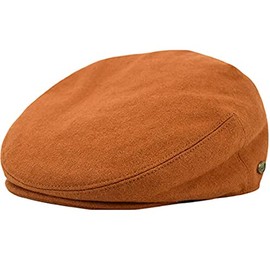Men's Premium Wool Blend Classic Flat Ivy Newsboy Collection Hat (Rust, Large)