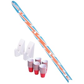 GoPong Slamski - Neon Wood 4 Person Drinking Ski with 50 Plastic Shot Glasses