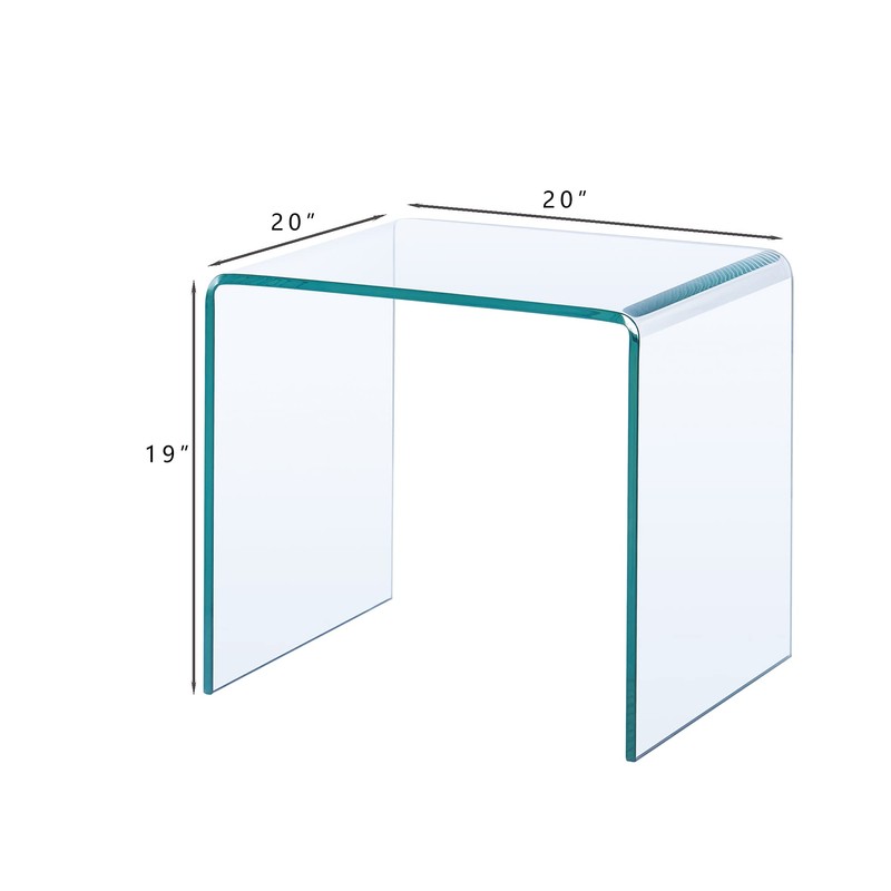 Bedside Table,Glass Nightstand Table (20x20x19) Clear