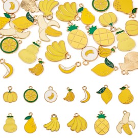 Boutigem - Colgantes de frutas esmaltadas con forma de fruta y metal para colgar, bonito adorno para manualidades, joyería, Esmalte, No es una piedra preciosa