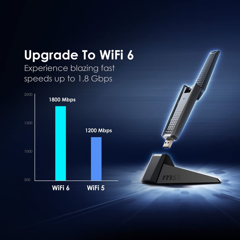 MSI AX1800 WiFi 6 Dual-Band USB Adapter - WLAN up