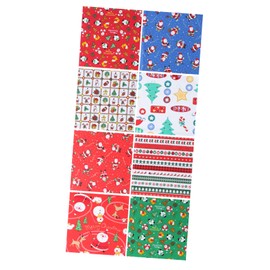 TEHAUX 16pcs Christmas Patchwork Cloth Festive Fabric for Quilting and Craft Projects for Home Decor and Holiday Decorations