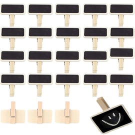 RXKFIGX 50 Pieces Mini Blackboard Clips Mini Wooden Blackboard Small Chalkboard Wooden Rectangle Chalkboard Memo Chalkboard Kitchen Notes Chalk Boards Photo Display Clips