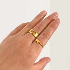 QIAMNI 2 Pcs Cute Cow Rings Stainless Steel Couple Rings for Women Men Adjustable Friendship Matching Promise Rings