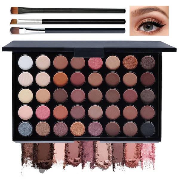 40 Colors Eyeshadow Palette Makeup Set with Eyeshadow Brush,Flawless Glitter