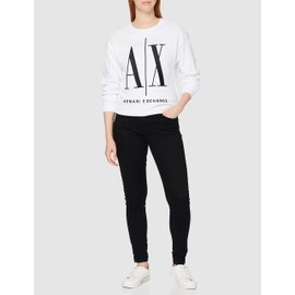 A|X ARMANI EXCHANGE womens Icon Project Embroidered Sweatshirt, Optic White, Small US