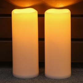 NURADA Velas Solares Grandes para Exteriores Impermeables - 10" x 4" Recargables con Energía Solar Sin Llama LED Pilar Parpadeante Vela para Decoración de Faroles de Patio Porche - Blanco Marfil Juego