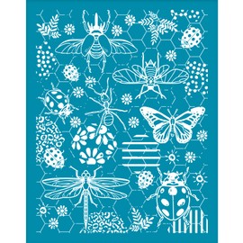 OLYCRAFT 4x5 Inch Clay Stencils Garden Insects Non-Adhesive Silk Screen Printing Stencil Butterfly Reusable Mesh Stencils Bee Transfer Washable Stencil for Polymer Clay Jewelry Earring Making