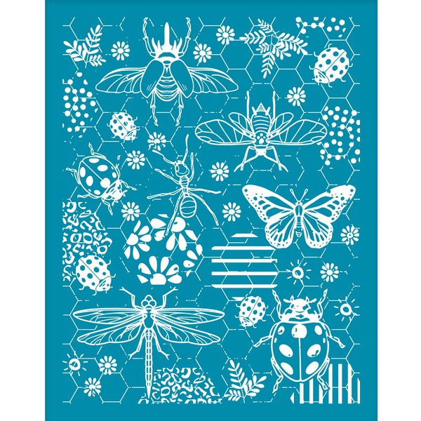 OLYCRAFT 4x5 Inch Clay Stencils Garden Insects Non-Adhesive Silk Screen