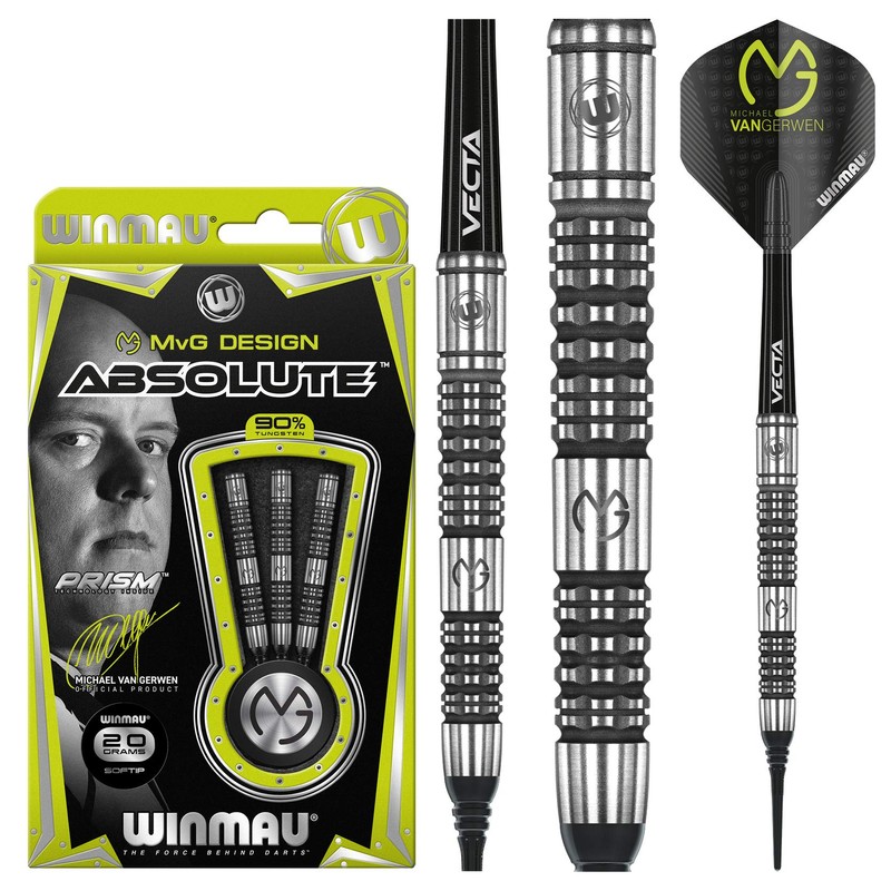 WINMAU Michael van Gerwen MvG Absolute Tungsten Softip Darts Set