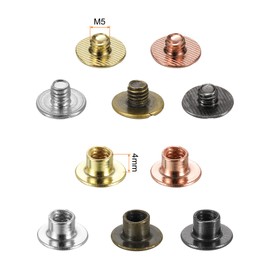 HARFINGTON 100 Sets Chicago Screws Leather Rivets, M5 3/16-Inch Belt Binding Metal Screws for Leathercraft, Bag, Shoes, Purse, Bookbinding, Black,Silver,Gold,Bronze,Rose Gold, M5x4mm