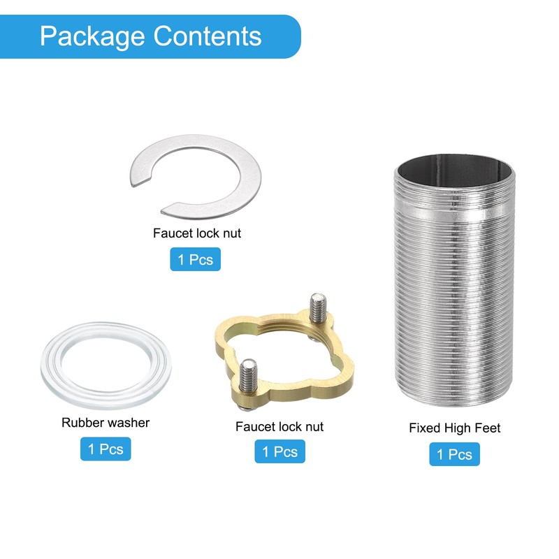 uxcell Faucet Mount Extension Shank 2.4"x 1.25" Stainless Steel Pipe