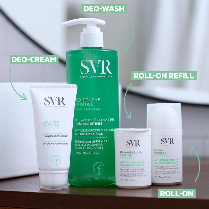 SVR SPIRIAL All-over 24hr Deodorising Wash-Off Cleansing Gel, Aluminium Salts-Free