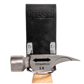 FESA Leather Hammer Holder for Belt - Top Grain Leather Hammer Holster with Steel Hammer Loop & Reinforced Heavy Duty Rivets - Fits Belts up to 3" - Handcrafted (Loop Attachment, Black)