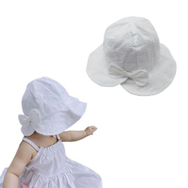 Kingsiely Baby Hat, Baby Hat, Sunscreen, UV Protection, UV Protection, Bucket Hat, Breathable, Soft, Cute, Ribbon, Sun Hat, Kids, Girls, Outdoors, Travel, Commute, Cycling, Sea Play, Walks, Summer,