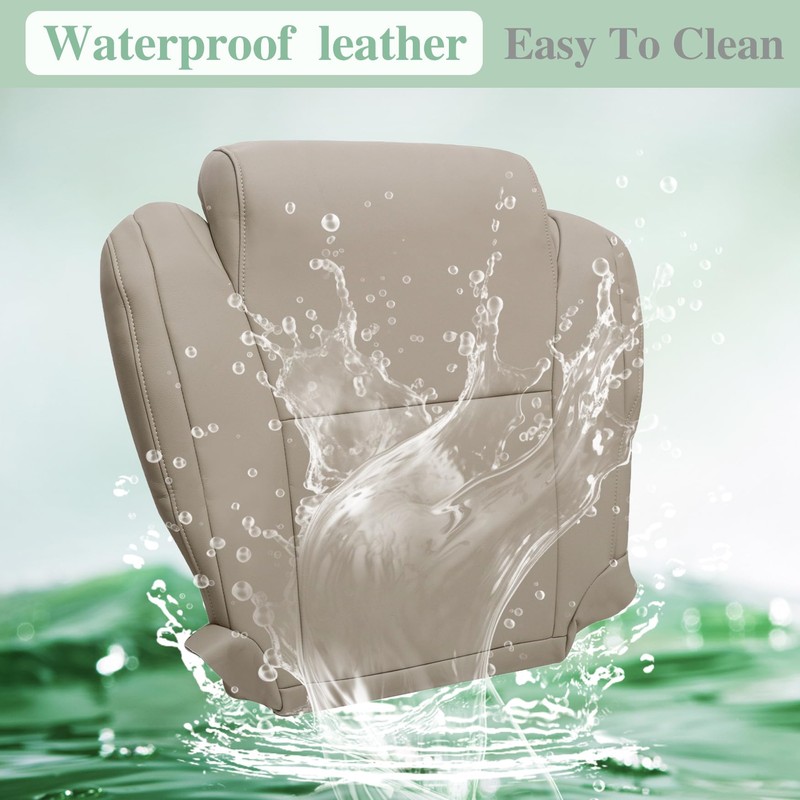 Priprilod Leather Driver Side Bottom Replacement Seat Cover Tan（#44） Compatible