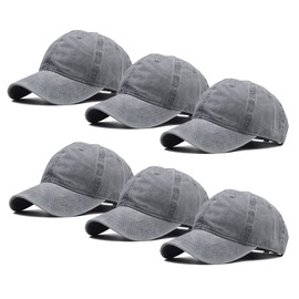 Ultrafun 6 Pack Unisex Vintage Baseball Cap Washed Distressed Plain Blank Baseball Hat Adjustable Dad Hat for Outdoor Sports (6Pack-Grey)