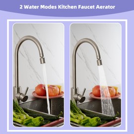 Hibbent NSF/ANSI/CAN 61 Certified Faucet Aerator, CUPC Certification 360 Degree Swivel Kitchen Sink Aerator, 2-Flow Sprayer Faucet Replacement Part 55/64 Inch Female Thread - Brushed Nickel