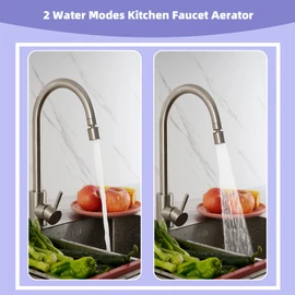 Hibbent NSF/ANSI/CAN 61 Certified Faucet Aerator, CUPC Certification 360 Degree Swivel Kitchen Sink Aerator, 2-Flow Sprayer Faucet Replacement Part 55/64 Inch Female Thread - Brushed Nickel