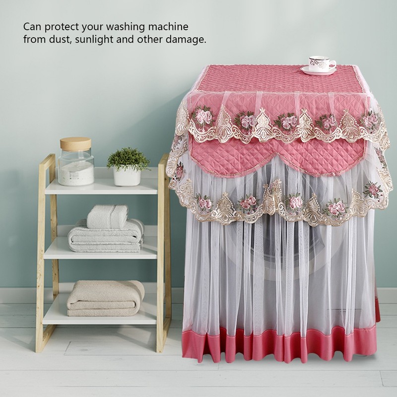 Household Sunscreen Washing Machine Lace Cover Dustproof Protective Cover 60x60x85cmPink