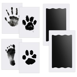 Baby Footprint Set 2 Pieces Nabance Baby Handprint and Footprint Clean Touch Ink Pad Baby Handprint Baby Skin Does Not Come into Contact with Colour for Baby Christening Family Gift