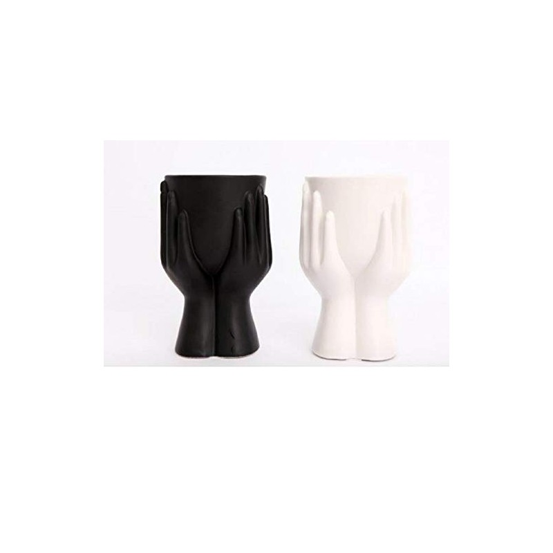 STC Ceramic - Hand Vase/Pot - Black or White (White)