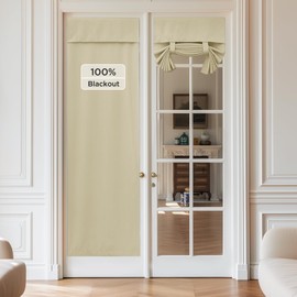 NICETOWN Door Curtains for Window, French Door Curtains for Privacy, Easy Installed Tricia Front Door Sidelight Curtain Tie Up Shade for Kitchen, 26W x 72L, Cream, 1 Panel