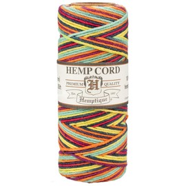 Craft County 100% Hemp Cord Spools – 205 ft (62.5m) Crafting Cord with a Polished Finish – Rainbow (1mm)