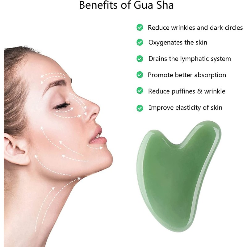 Gua Sha Stone Natural Heart Shape Facial Massage Tool, Women's