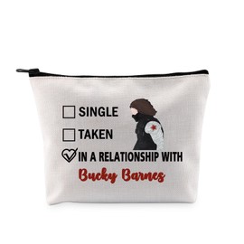 G2TUP Bucky Inspired Gift Single Taken Mentally Dating Bucky Makeup Bag Winter Soldier Cosmetic Bag Barnes Fan Club Gift (Dating Bucky MB)