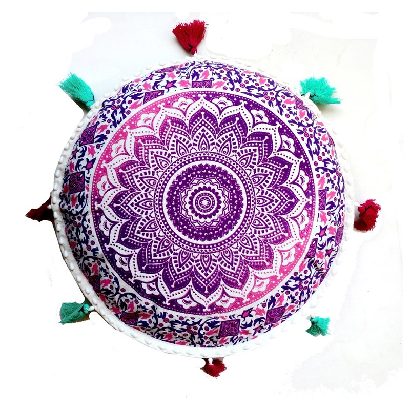 Rastogi Handicrafts Bohemian Ombre Yoga Decor Cushion Cover Round Meditation