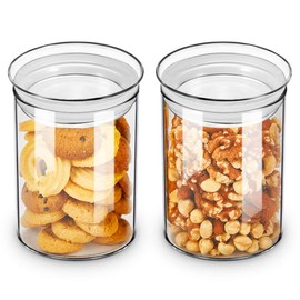 ZENS Glass Canister Jar, Airtight Kitchen Canisters Jars Set with Glass Lids, 27oz Fluid Ounce Clear Candy Storage Containers Sets of 2 for Snack,800ML