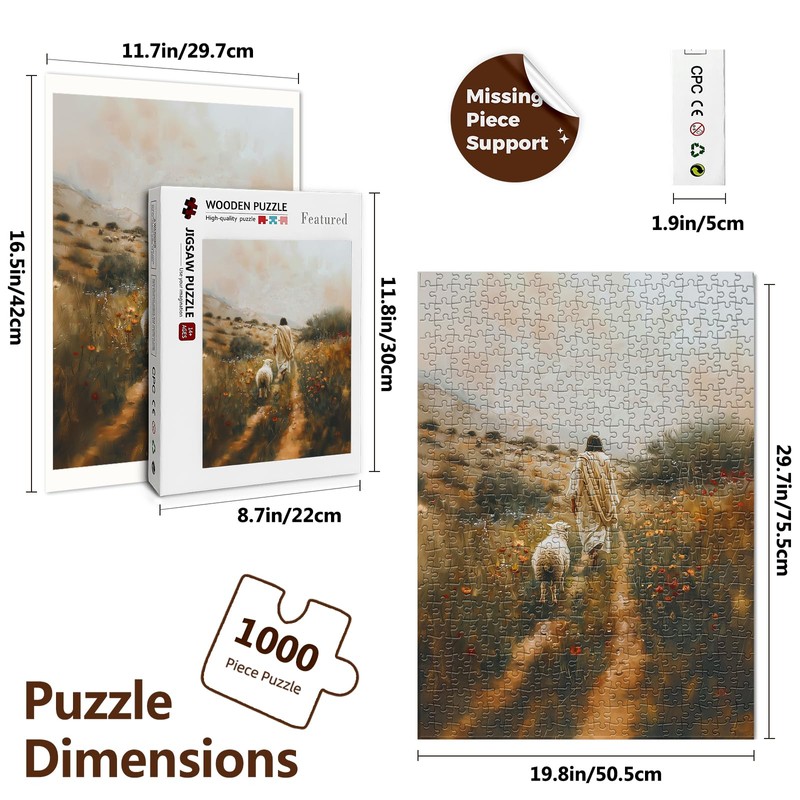 Christian Puzzles for Adults 1000 Pieces - Jesus Wooden Puzzles