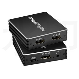 Displayport to Dual HDMI Splitter Adapter,4K60Hz MST SST Mode (Mirror Extend) hub 1 in 2 Out 2 HDMI Port for Dual Monitors,DP1.4 Display Port Splitter for Desktop, Laptop,Extend Display