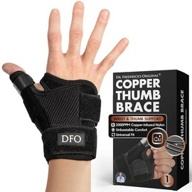Dr. Frederick's Original Soporte reversible para pulgar de cobre, 1 soporte, férula CMC Spica para tendinitis de Quervain, artritis, lesiones, alivio del dolor, estabilización de la muñeca del pulgar, mano izquierda o derecha, se adapta a hombres y mujeres