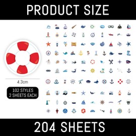 RELKLYU 204 Stickers with Marine Themes, Captain Stickers, Cruise Ship Stickers, Waterproof Stickers, Can Decorate Scrapbooks, Diaries, Computers