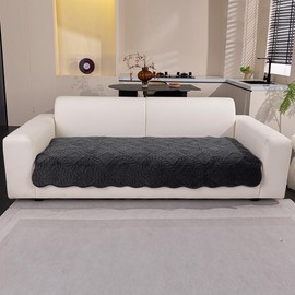 MDSASFD Boho Sofa Couch Cover, Sectional Couch Covers Washable for Pet Dogs, Quilted Sofa Slipcovers for Couches, Non Slip Furniture Protector for L Shaped(Dark Grey, 36"x 94")