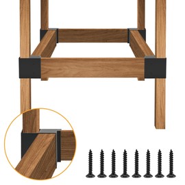 YAGEANNL Workbench Corner Brackets, 8 Pcs Steel Workbench Bracket Kit for Custom Workbench, Shelving, Work Table, 3-Way Right Angle Corner Bracket for 2x4 (Actual 1.5"x3.5") Wood - Black