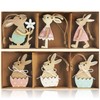 com-four® 6 x Decorative Hangers Rabbit - Wooden Easter Decoration