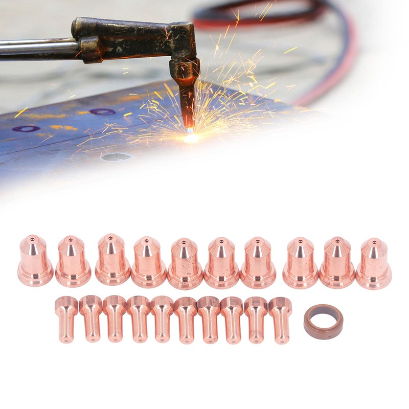 21Pcs Electrode Nozzle Set Brass 1.3mm Dia Nozzles Plasma Cutting
