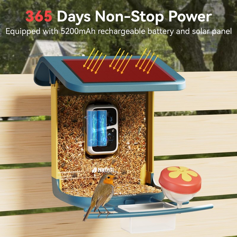 Bird Feeder with Camera, Support 2.4GHz/5GHz, 2K Live Steam for