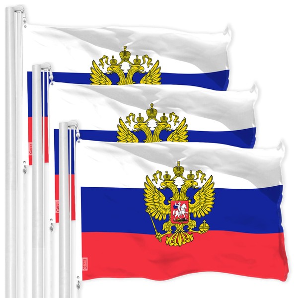 G128 3 Pack: Russia Russian Ensign Flag | 3x5 Ft