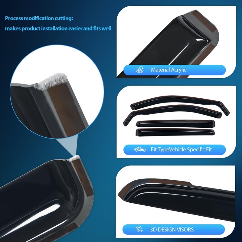 Nilight in Channel Rain Guards for Nissan Rogue S SV