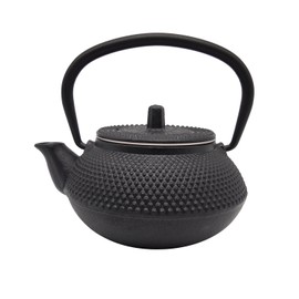 Innolife Cast Iron Teapot, Japanese Tea Pot with Stainless Steel Infuser for Loose Leaf, Black(300ml/11oz)